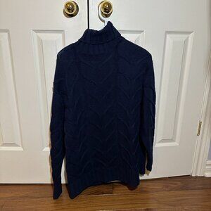 Aritzia Wilfred Merino Wool Cable Knit Sweater Size S Navy